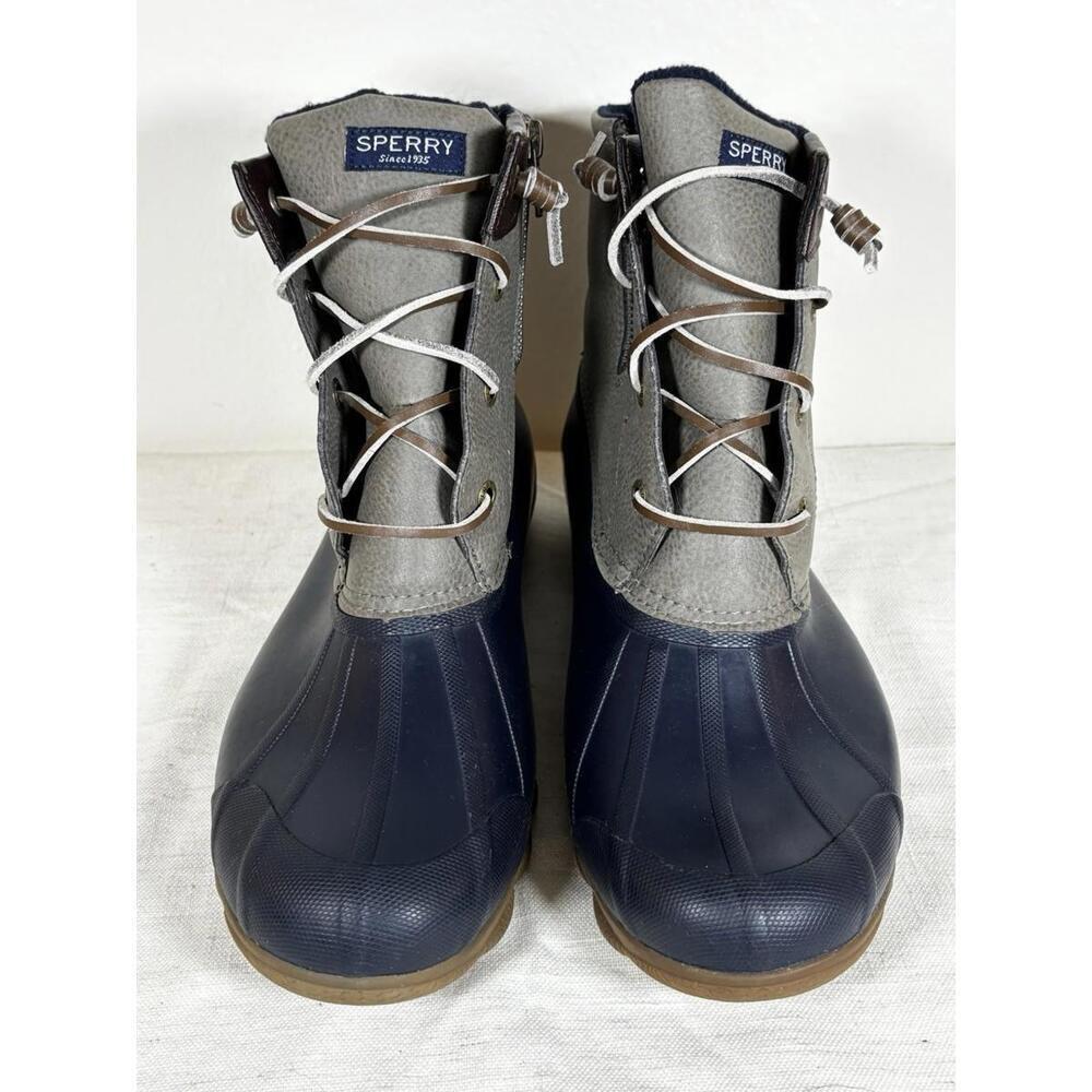 Sperry Women’s Saltwater Duck Boots Blue Gray Brown Waterproof Sz 10